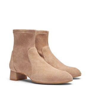 Stuart Weitzman Grace Sock Bootie Cashmere Beige Suede Boots Size 7.5 NWOB